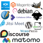 Logotyper på fria programvaror.